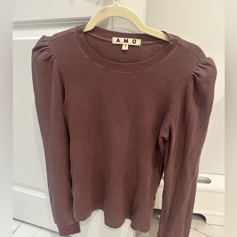 AMO Dusty Rose Ribbed Top